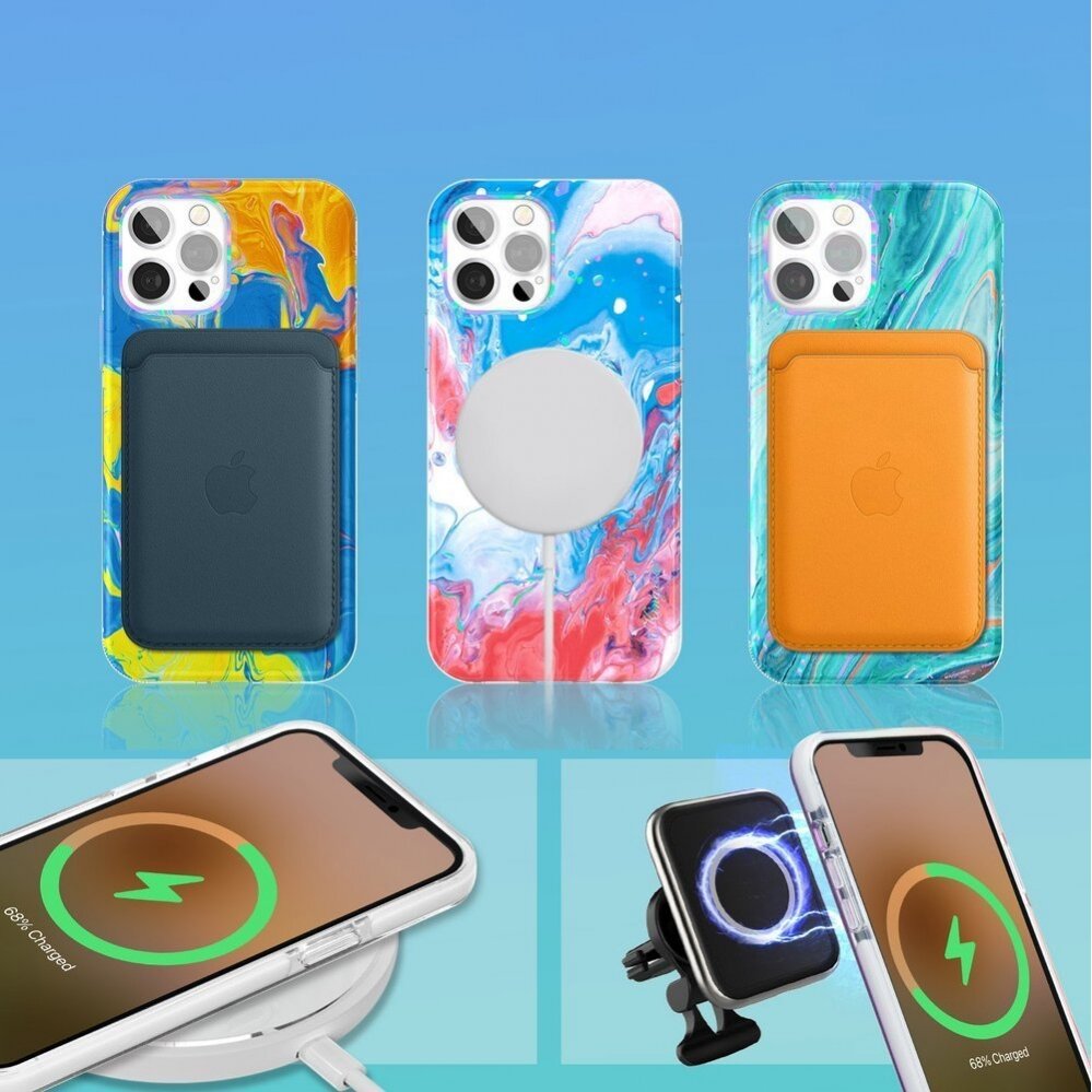 Dėklas Kingxbar Watercolor Series color iPhone 12 Pro Max Geltonas-Mėlynas 6