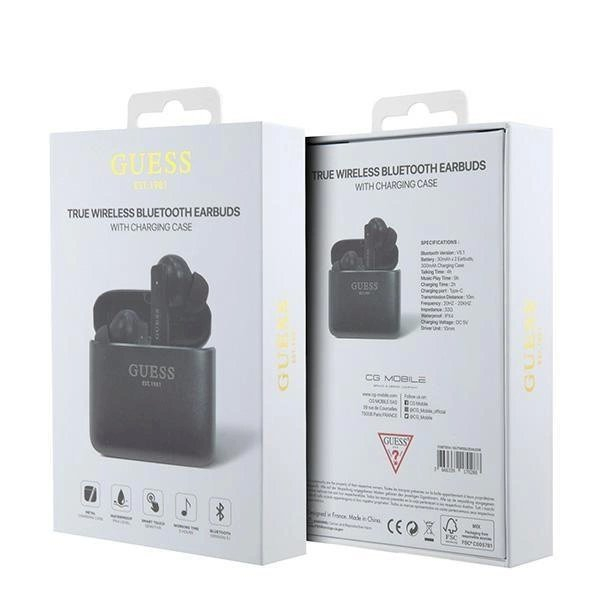 Krepšys Guess bluetooth ausinės GUTWSSU20ALEGK TWS + docking station Juodas Printed Logo 4 Krepšys Guess bluetooth ausinės GUTWSSU20ALEGK TWS + docking station Juodas Printed Logo 4
