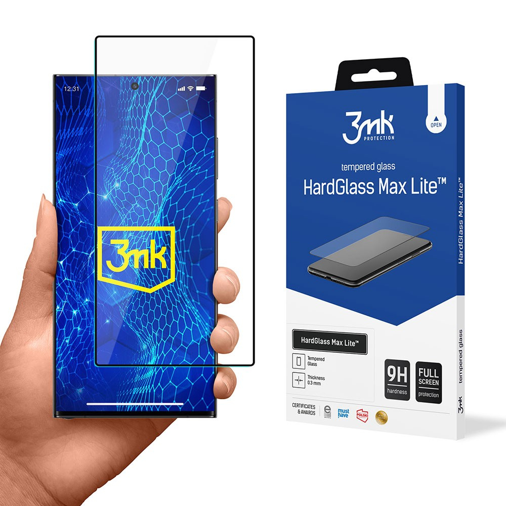 LCD apsauginis stikliukas 3mk Hard Glass Max Lite Samsung S928 S24 Ultra juodas LCD apsauginis stikliukas 3mk Hard Glass Max Lite Samsung S928 S24 Ultra juodas