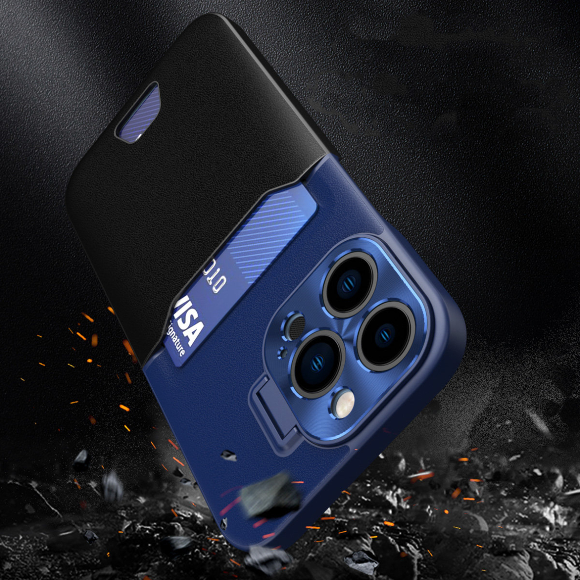 Dėklas Leather Stand Case iPhone 14 Plus Mėlynas 2 Dėklas Leather Stand Case iPhone 14 Plus Mėlynas 2