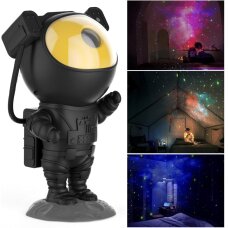 LED 3D galaktikų ir žvaigždžių projektorius „Astronaut“ – juodas