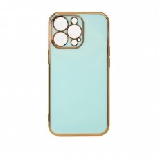 Dėklas Lighting Color Case for iPhone 12 Pro Max Mėtinis, auksiniais kraštais