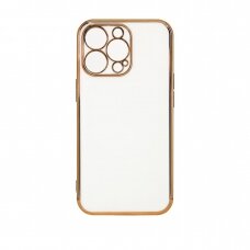 Dėklas Lighting Color Case for iPhone 12 Pro Max Baltas, auksiniais kraštais