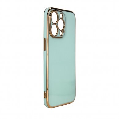 Dėklas Lighting Color Case for iPhone 12 Pro Max Mėtinis, auksiniais kraštais 1