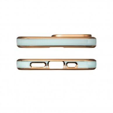Dėklas Lighting Color Case for iPhone 12 Pro Max Mėtinis, auksiniais kraštais 2