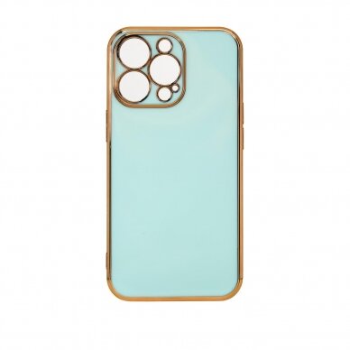 Dėklas Lighting Color Case for iPhone 12 Pro Max Mėtinis, auksiniais kraštais Dėklas Lighting Color Case for iPhone 12 Pro Max Mėtinis, auksiniais kraštais
