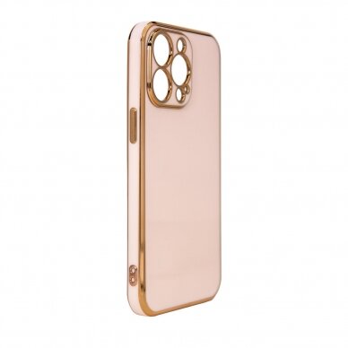 Dėklas Lighting Color Case for iPhone 12 Pro Max Rožinis, auksiniais kraštais 1