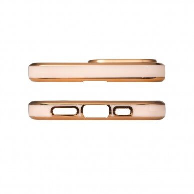 Dėklas Lighting Color Case for iPhone 12 Pro Max Rožinis, auksiniais kraštais 2