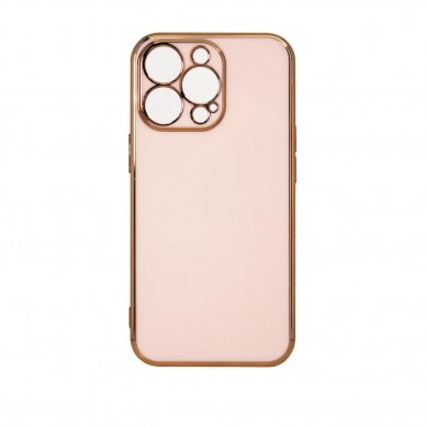 Dėklas Lighting Color Case for iPhone 12 Pro Max Rožinis, auksiniais kraštais