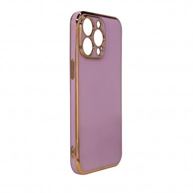 Dėklas Lighting Color Case for iPhone 12 Pro Max Purpurinis, auksiniais kraštais 1