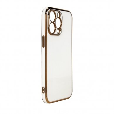 Dėklas Lighting Color Case for iPhone 12 Pro Max Baltas, auksiniais kraštais 1