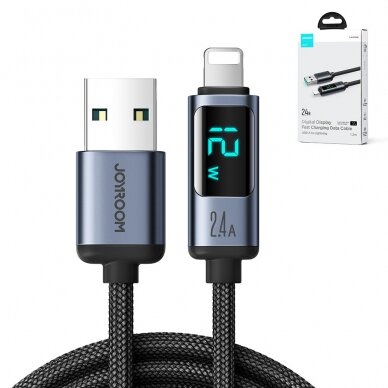 Lightning cable - USB A 2.4A 1.2m with LED display Joyroom S-AL012A16 - Juodas 13 Lightning cable - USB A 2.4A 1.2m with LED display Joyroom S-AL012A16 - Juodas 13