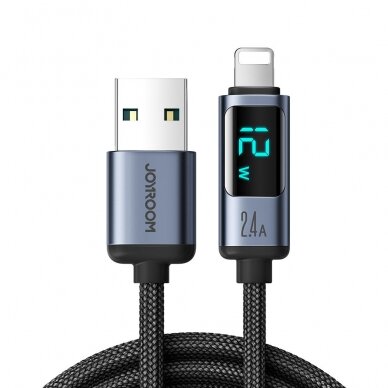 Lightning cable - USB A 2.4A 1.2m with LED display Joyroom S-AL012A16 - Juodas Lightning cable - USB A 2.4A 1.2m with LED display Joyroom S-AL012A16 - Juodas