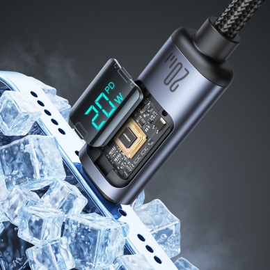 Lightning - USB C cable 20W 1.2m with LED display Joyroom S-CL020A16 - Juodas 1 Lightning - USB C cable 20W 1.2m with LED display Joyroom S-CL020A16 - Juodas 1