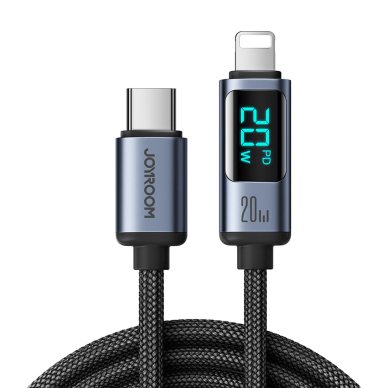 Lightning - USB C cable 20W 1.2m with LED display Joyroom S-CL020A16 - Juodas Lightning - USB C cable 20W 1.2m with LED display Joyroom S-CL020A16 - Juodas