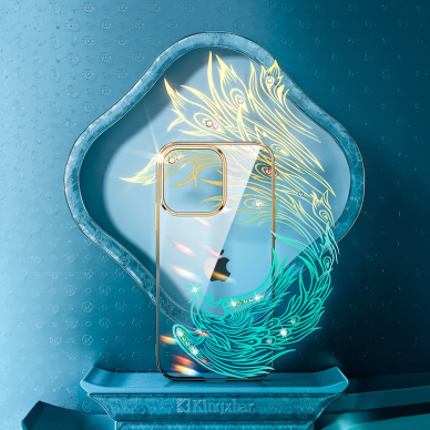 Dėklas Luxury Kingxbar Phoenix Crystals iPhone 14 Pro - Auksinis/mėlynas 5 Dėklas Luxury Kingxbar Phoenix Crystals iPhone 14 Pro - Auksinis/mėlynas 5