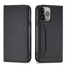 Dėklas Magnet Card Case for iPhone 14 Pro Juodas