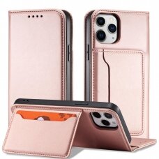 Dėklas Magnet Card Case for iPhone 12 Pro Rožinis