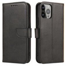 Atverčiamas dėklas Magnet Case Honor Magic5 flip cover wallet stand juodas