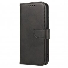 Atverčiamas Dėklas Magnet Case elegant bookcase type case with kickstand Samsung Galaxy A22 4G Juodas