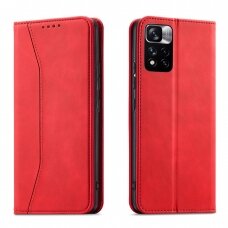 Dėklas Magnet Fancy Case Xiaomi Redmi Note 11 Pro Raudonas