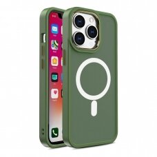 Dėklas Magnetic Color Matte iPhone 15 Plus - Žalias