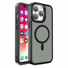 Dėklas Magnetic Color Matte iPhone 15 Pro Max - Juodas