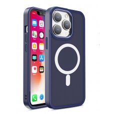 Dėklas Magnetic Color Matte iPhone 15 Pro - Tamsiai mėlynas