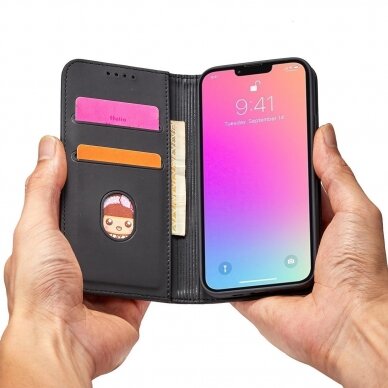 Dėklas Magnet Card Case for iPhone 14 Pro Juodas 9