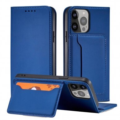 Dėklas Magnet Card Case for iPhone 14 Pro Mėlynas 1