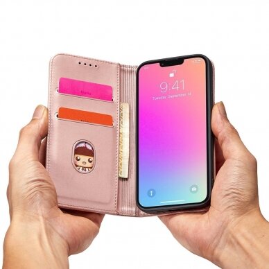 Dėklas Magnet Card Case for iPhone 14 Pro Rožinis 7