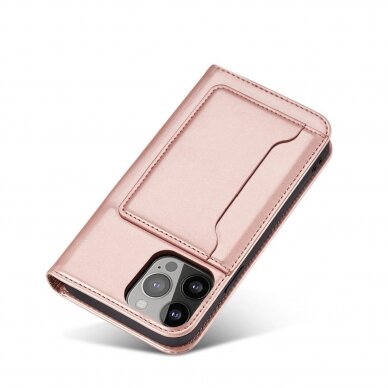 Dėklas Magnet Card Case for iPhone 14 Pro Rožinis 8