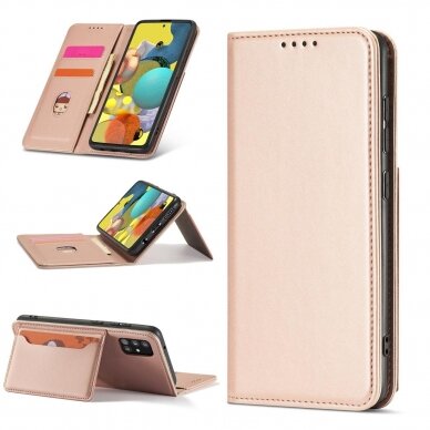 Dėklas Magnet Card Case Xiaomi Redmi Note 11 Pro Rožinis 7