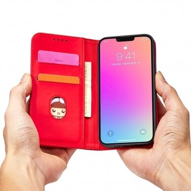 Dėklas Magnet Card Case Samsung Galaxy S23 Ultra Raudonas 4