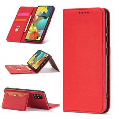 Dėklas Magnet Card Xiaomi Redmi Note 11 Pro Raudonas 7