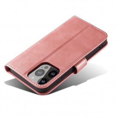 Atverčiamas dėklas Magnet Case elegant iPhone 13 Pro Max Rožinis 2