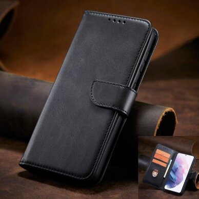 Atverčiamas Dėklas Magnet Case Elegant skirtas Samsung Galaxy S22 Ultra Juodas 9