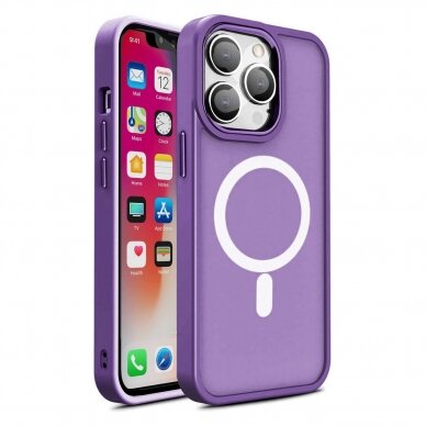 Dėklas Magnetic Color Matte iPhone 15 - Purpurinis Dėklas Magnetic Color Matte iPhone 15 - Purpurinis