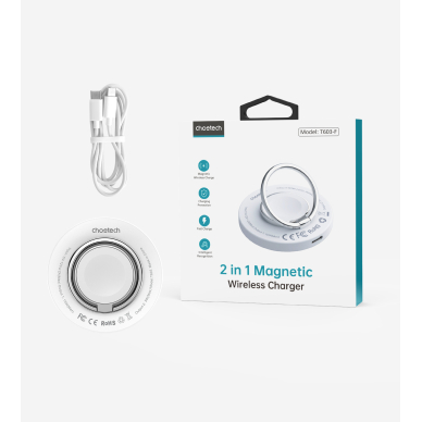 MagSafe Choetech T603-F inductive charger with holder - Baltas 4 MagSafe Choetech T603-F inductive charger with holder - Baltas 4
