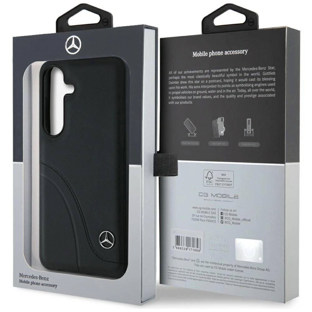 Mercedes Odinis Curved Stitches Dėklas skirtas Samsung Galaxy S25 - Juodas 7 Mercedes Odinis Curved Stitches Dėklas skirtas Samsung Galaxy S25 - Juodas 7