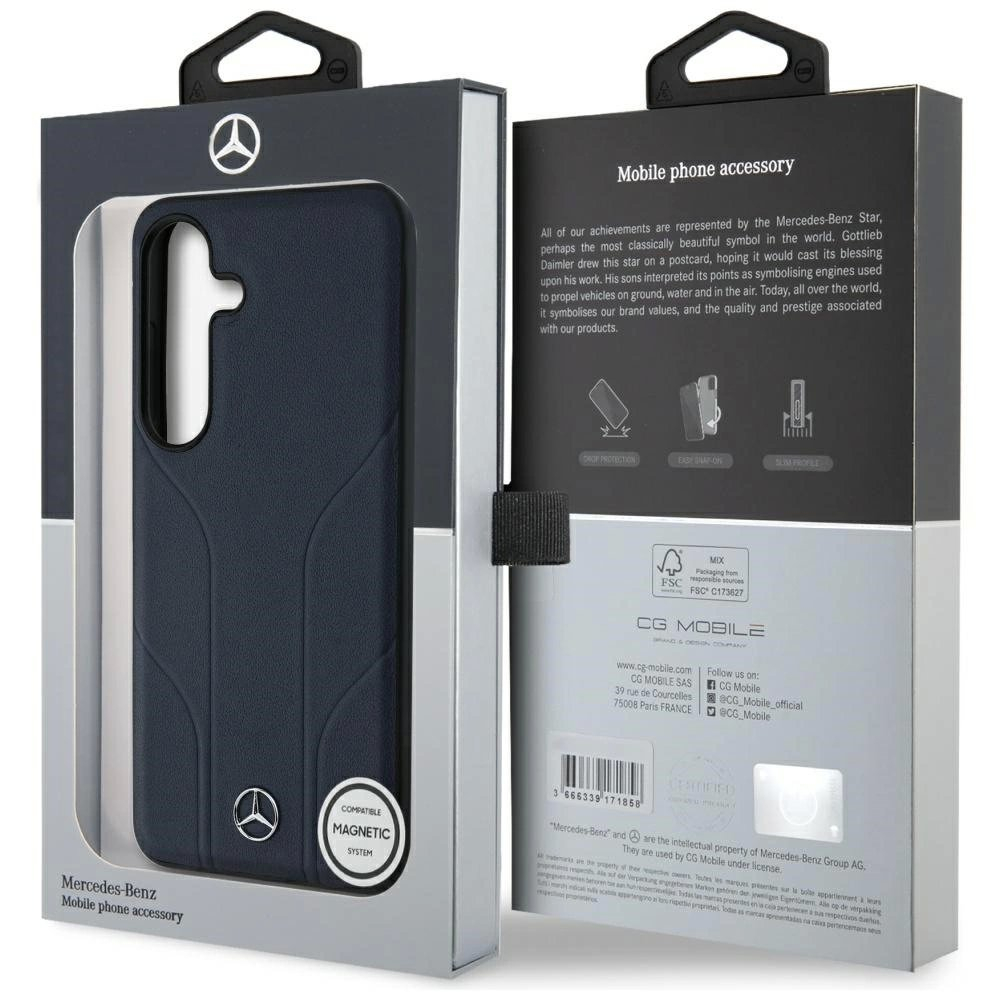 Mercedes Odinis Debossed Lines MagSafe Dėklas skirtas Samsung Galaxy S25 - Mėlynas 7