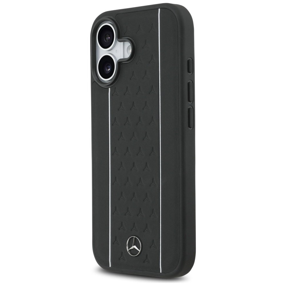 iPhone 17 Mercedes Leather Star Pattern Stripes MagSafe dėklas – juodas 1 iPhone 17 Mercedes Leather Star Pattern Stripes MagSafe dėklas – juodas 1