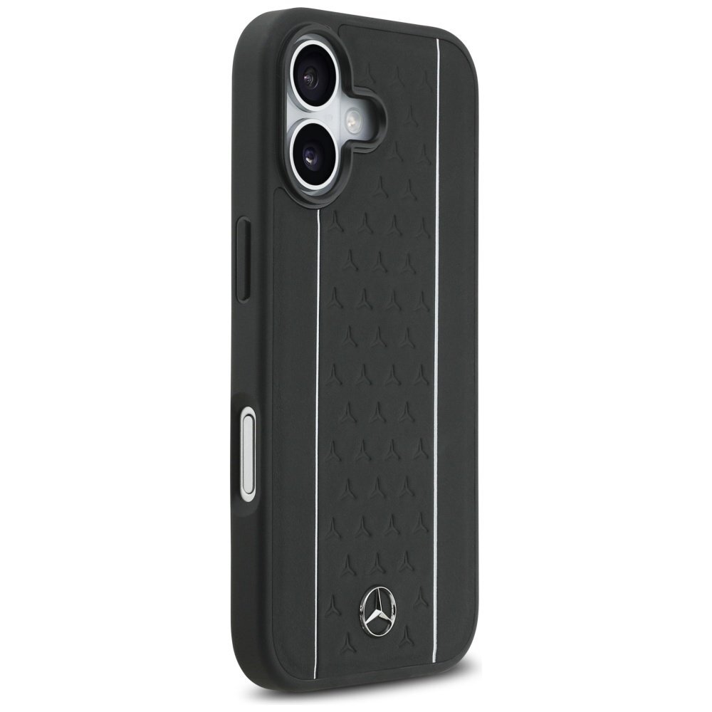 iPhone 17 Mercedes Leather Star Pattern Stripes MagSafe dėklas – juodas 3