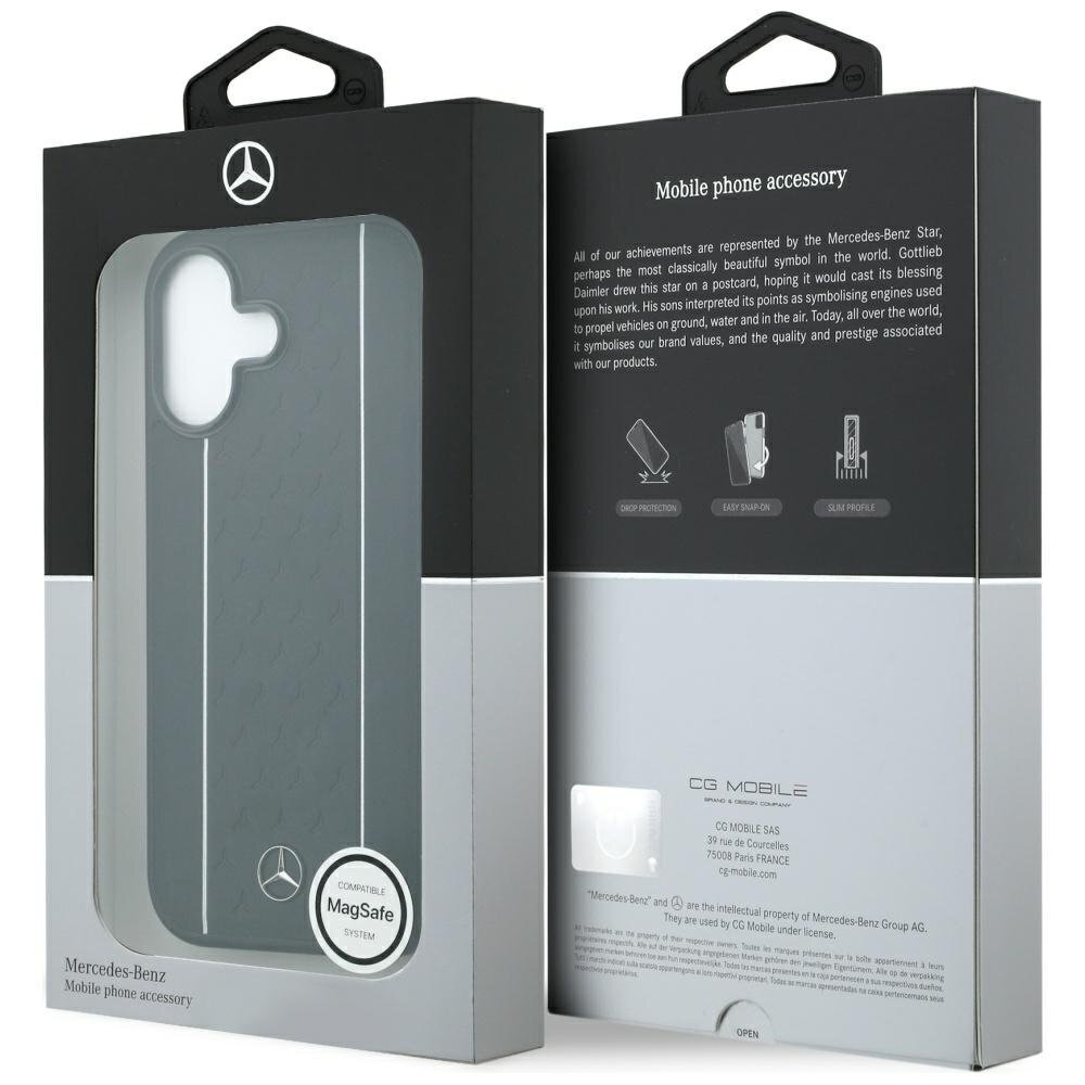 iPhone 17 Mercedes Leather Star Pattern Stripes MagSafe dėklas – juodas 7
