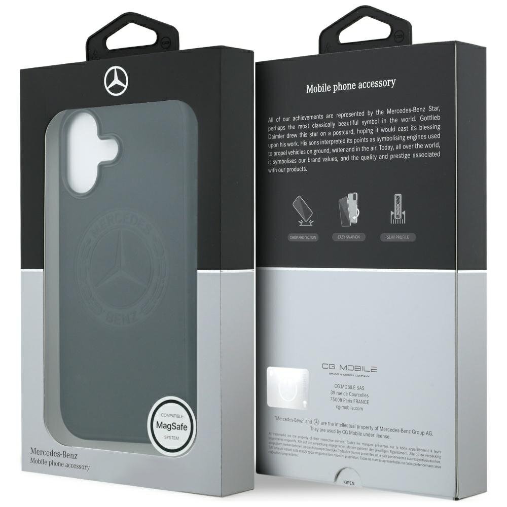 iPhone 17 dėklas Mercedes Leather Vintage Logo, MagSafe – juodas 7