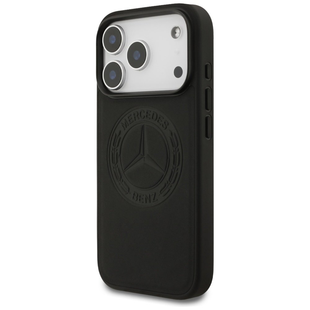 iPhone 17 Pro dėklas Mercedes Leather Vintage Logo, MagSafe – juodas 1