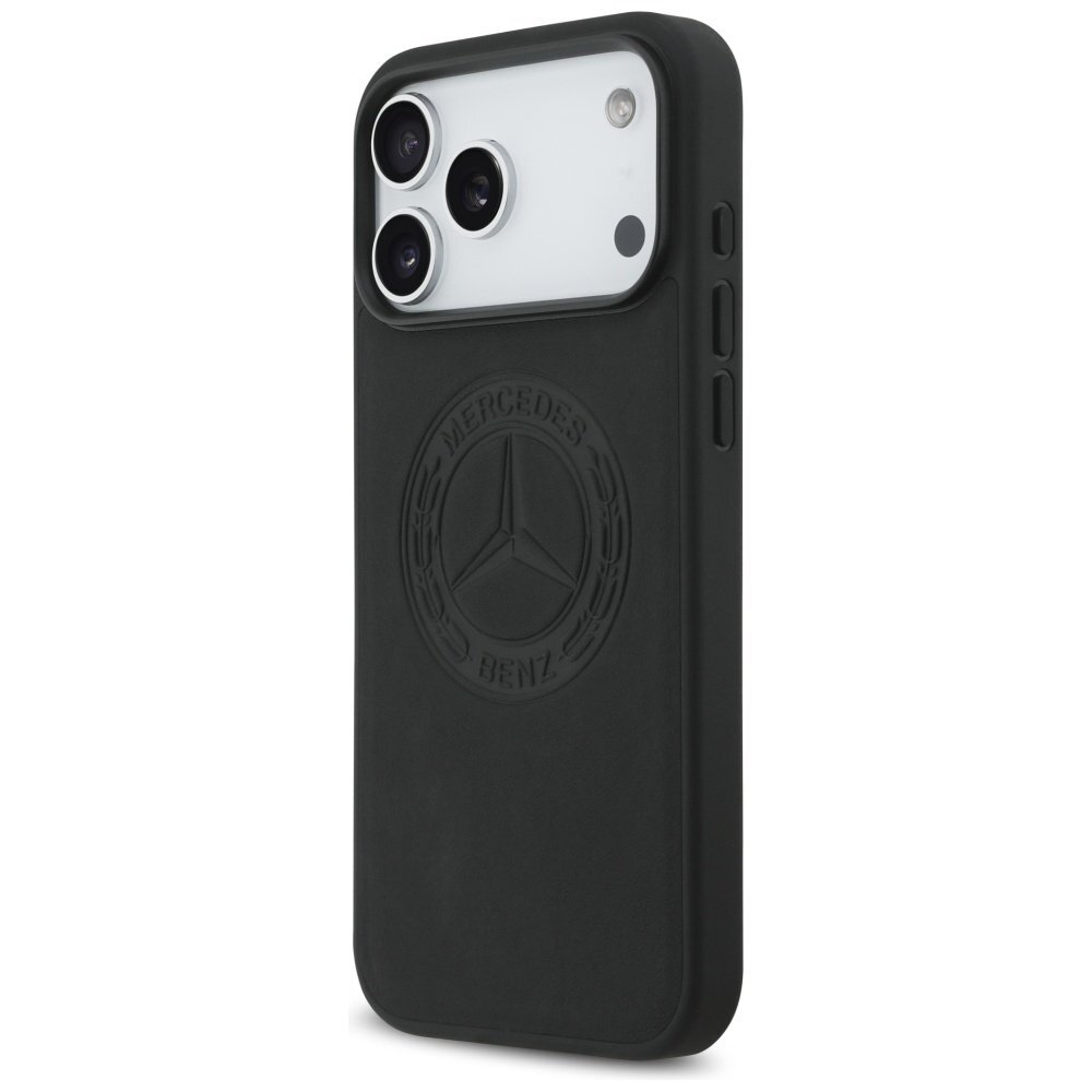 iPhone 17 Pro Max dėklas Mercedes Leather Vintage Logo, MagSafe – juodas 1