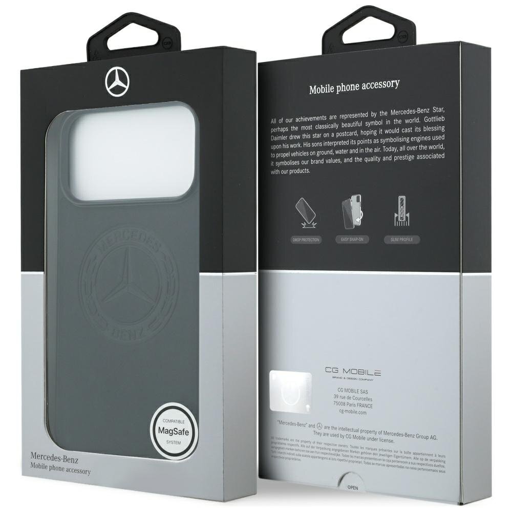 iPhone 17 Pro Max dėklas Mercedes Leather Vintage Logo, MagSafe – juodas 7