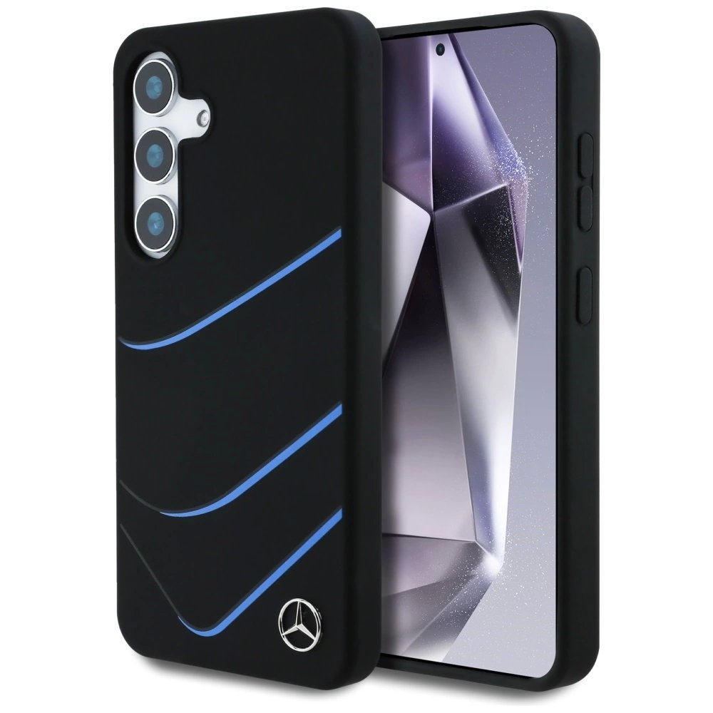 Mercedes Silikoninis Contrasted Curves MagSafe Dėklas skirtas Samsung Galaxy S25 - Juodas