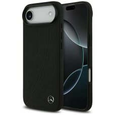 iPhone Air dėklas Mercedes Leather Large Laurel Leave, MagSafe – juodas